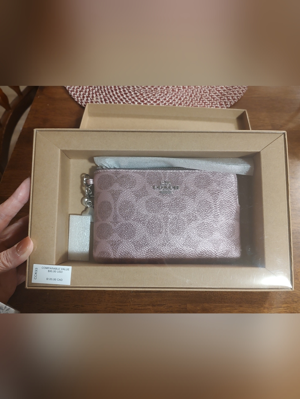 Coach Metallic Dusty Rose Signature Wristlet